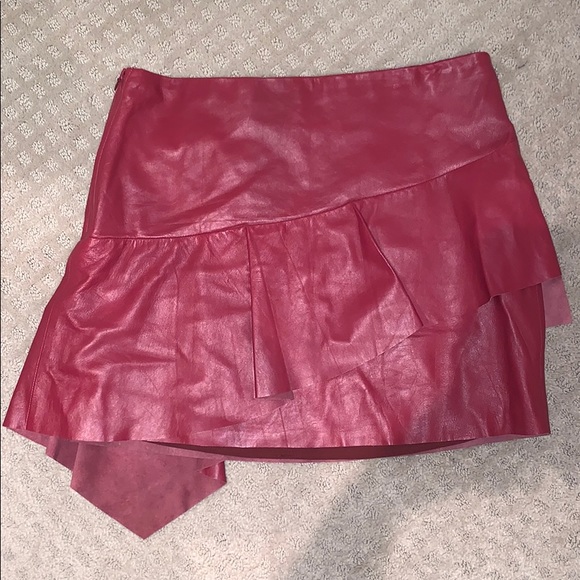 Joie Red Leather Skirt - Picture 3 of 6
